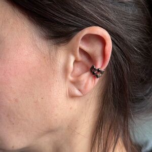 Melinda Maria Stella Ear Cuff with Black CZs